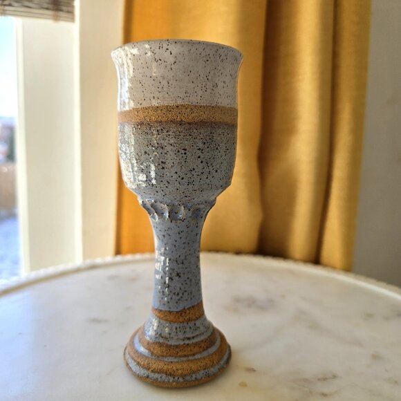 Hand Made Ceramic Pedestal  Goblet Vase - Picture 1 of 6